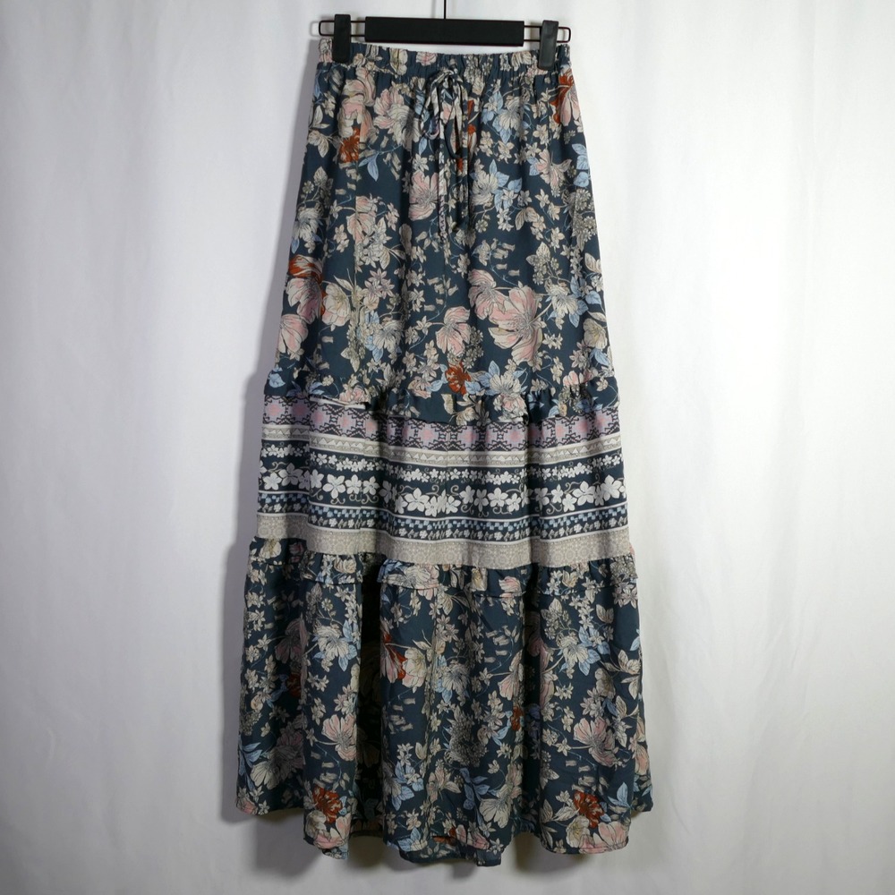 Womens Boho Cottagecore Floral Tiered Maxi Skirt Size S Festival Hippie Romantic